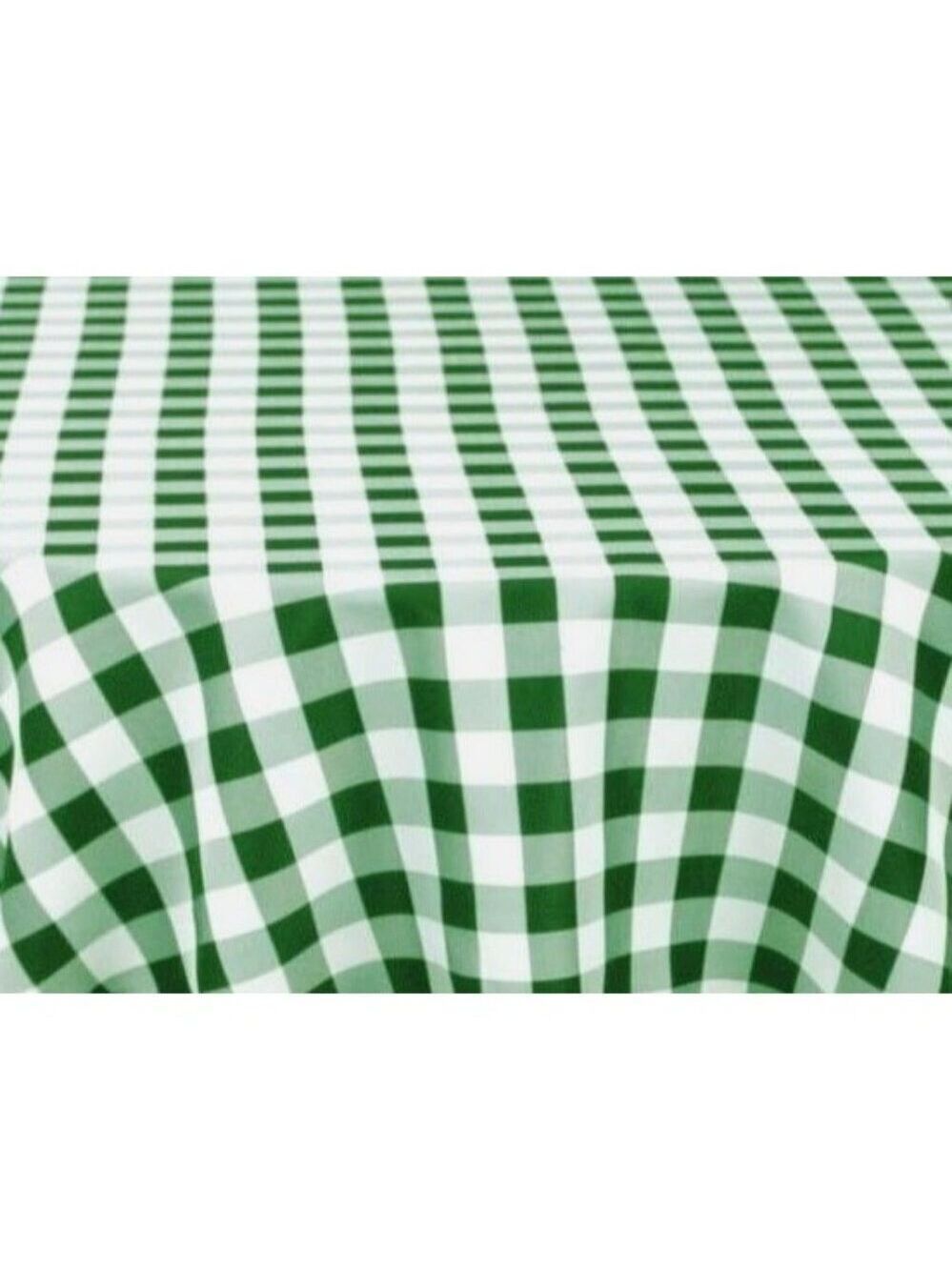 70-Inch Round Polyester Tablecloth Green & White Checker Linen Tablecloth Durabl - Picture 2 of 8